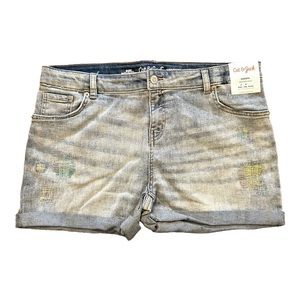 NEW Cat & Jack Adjustable Waist Super Stretch Embroidered Jean Shorts Sz XXL